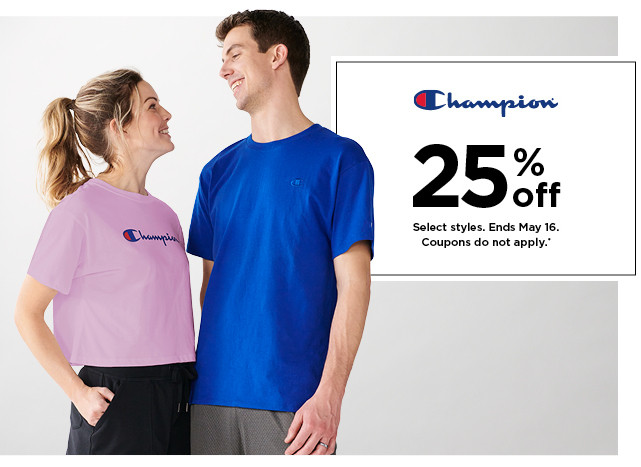 25% off Champion. Select styles. Offers and coupons do not apply. Shop now.