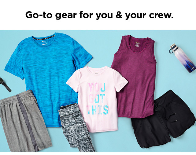 Shop active clothing for the family.