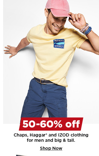 50-60% off chaps, haggar and izod clothing for men. shop now.