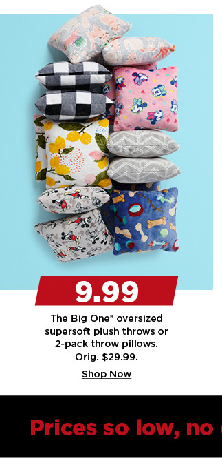 9.99 the big one oversized supersoft plush throws or 2 pack throw pillows. shop now.