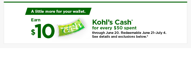 everyone gets $10 kohls cash for every $50 spent. shop now.