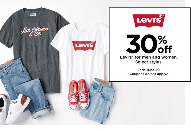 30% off levis clothing for men and women. shop now.