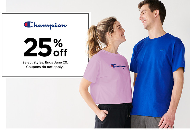 25% off champion.  coupons do not apply.  shop now.