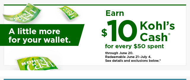 everyone gets $10 kohls cash for every $50 spent. shop now.