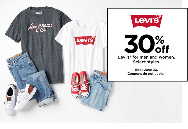 30% off levis for men and women. shop now.