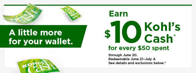 everyone gets $10 kohls cash for every $50 spent. shop now.