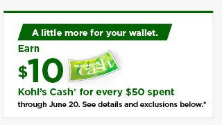 everyone gets $10 kohls cash for every $50 spent. shop now.