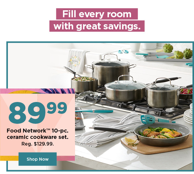 89.99 food network 10 piece ceramic cookware set. shop now.