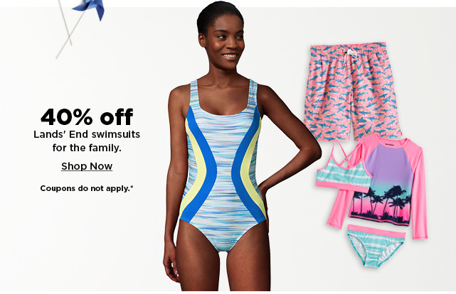 40% off lands end swimsuts for the family. shop now.