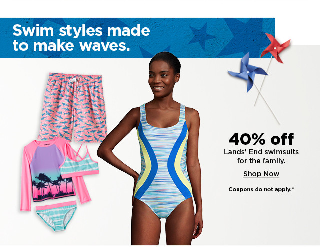 40% off lands' end swimsuits for the family. shop now.