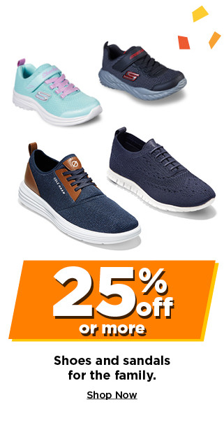 wow deals. 25% off or more shoes and sandals for the family. shop now.