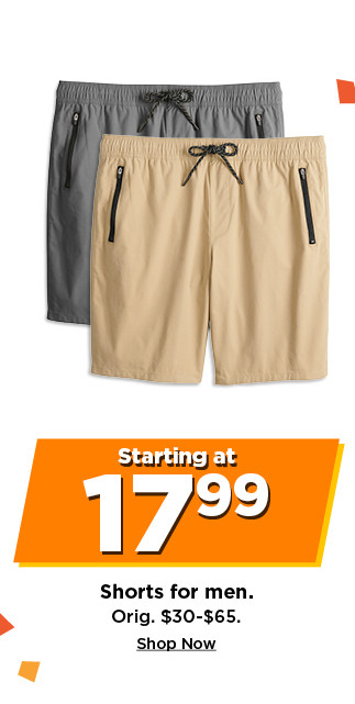 wow deals. starting at 17.99 shorts for men. shop now.