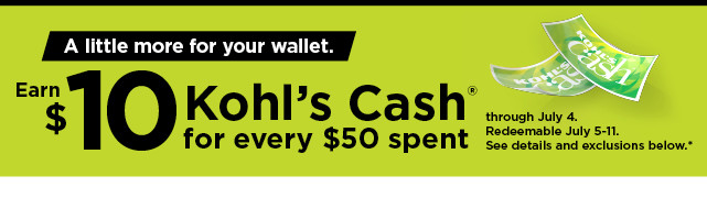 everyone gets $10 kohls cash for every $50 spent. shop now.