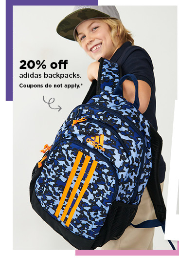 20% off adidas backpacks. shop now.