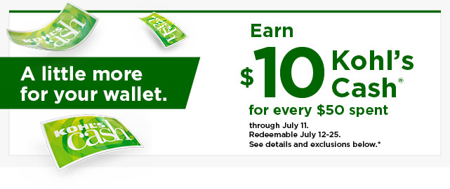 everyone gets $10 kohls cash for every $50 spent. shop now.