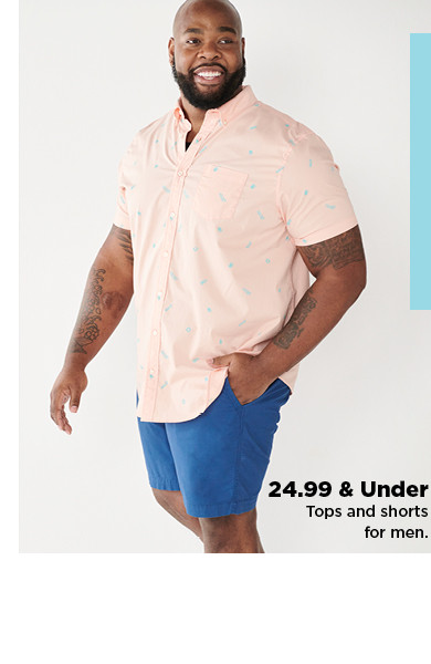 $24.99 and under tops and shorts for men. shop now.