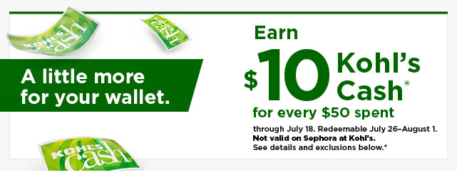 everyone gets $10 kohls cash for every $50 spent. shop now.