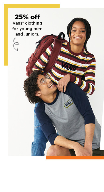 25% off vans clothing for young men and juniors. shop now.