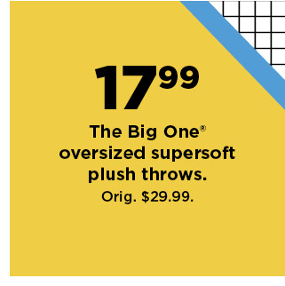 $17.99 the big one oversized supersoft plush throws. shop now.