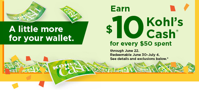 everyone gets $10 kohls cash for every $50 spent. shop now.