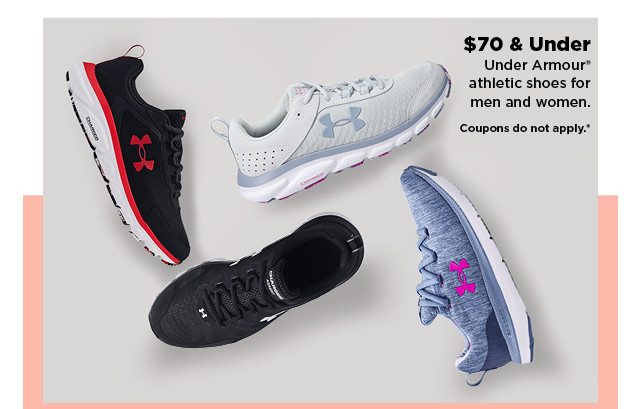 $70 and under under armour athletic shoes for men and women. shop now.