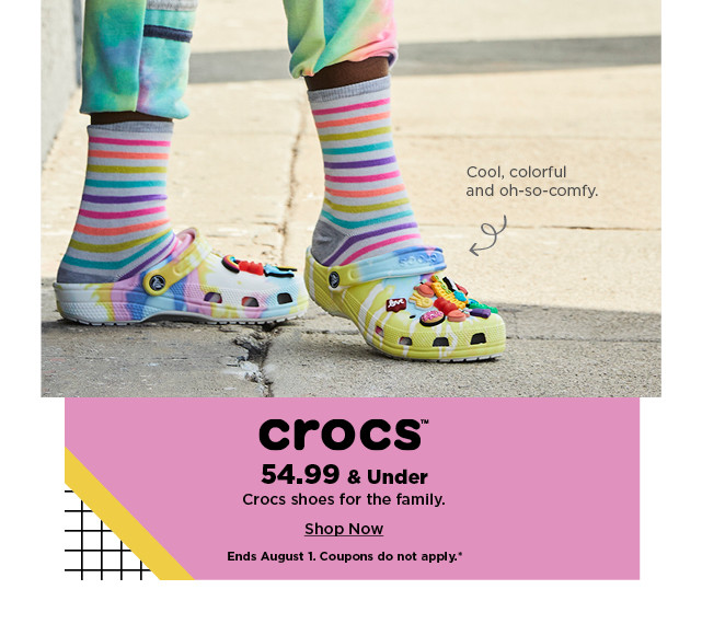 54.99 and under crocs for the family. shop now.