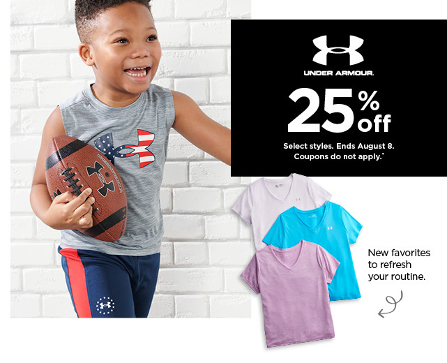 25% off Under Armour. Select styles. Offers and coupons do not apply. Shop now.