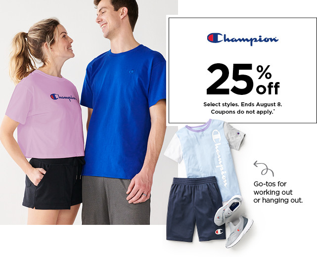 25% off Champion for the family. Offers and coupons do not apply. Shop now.