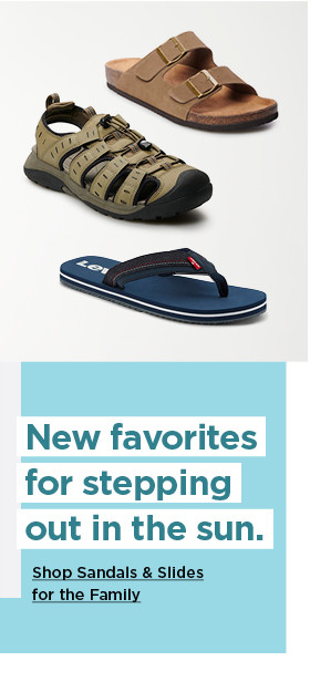 shop sandals and slides for the family. shop now.