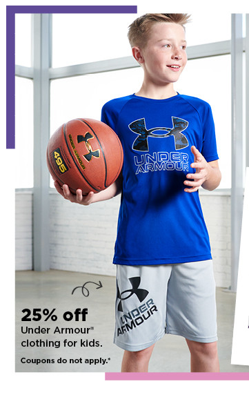 25% off under armour clothing for kids. shop now.