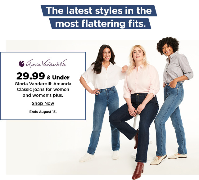 29.99 and under gloria vanderbilt amanda classic jeans for women and womens plus. shop now.