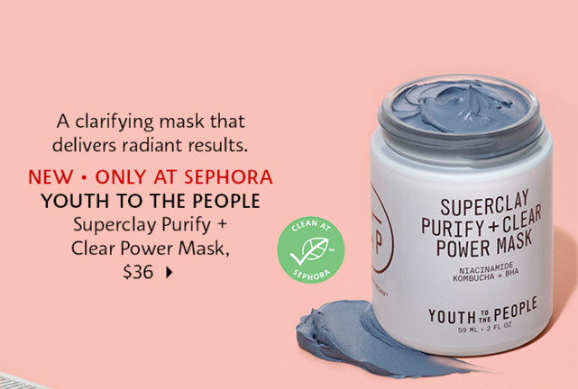 Youth To The People Superclay Purify plus Clear Power Mask with Niacinamide. shop now.