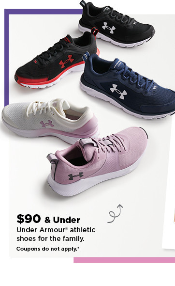 $90 and under under armour athletic shoes for the family. shop now.
