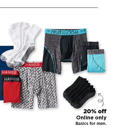 20% off online only basics for men. Shop now.