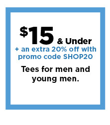 starting at $10.39 with promo code SHOP20 graphic tees for young men. shop now.