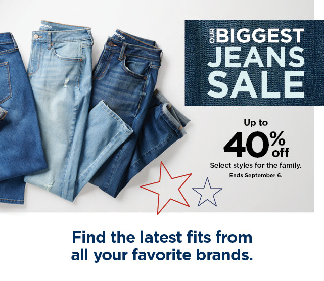 up to 40% off jeans for the family. shop now.