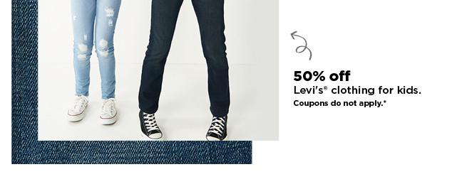 50% off levi's clothing for kids. shop now.