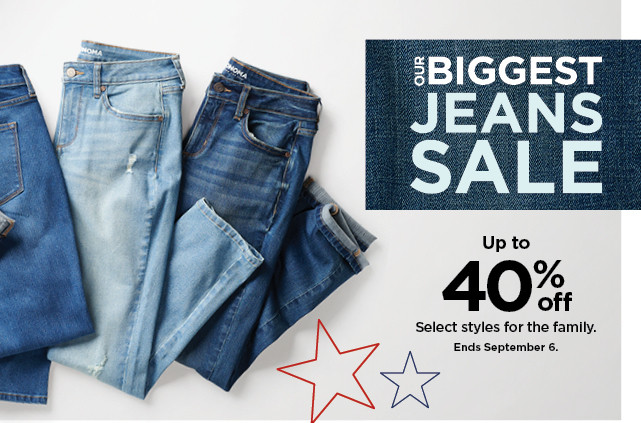 up to 40% off jeans for the family. shop now.