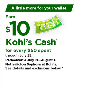 everyone gets $10 kohls cash for every $50 spent. shop now.