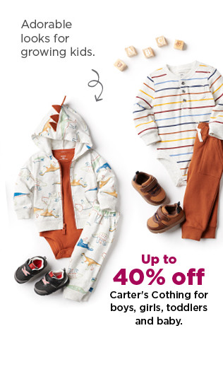 up to 40% off carters clothing for boys girls toddlers and baby. shop now.