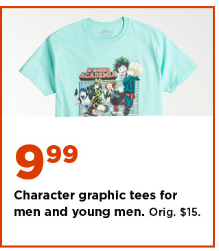 $9.99 character graphic tees for men. shop now.