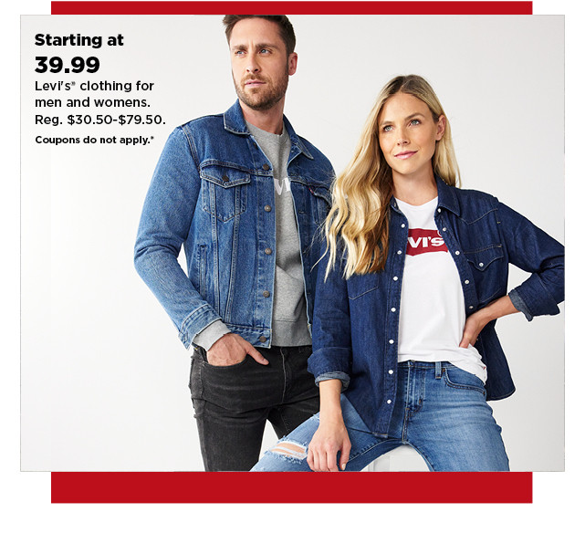 starting at $39.99 levis clothing for men and women. shop now.