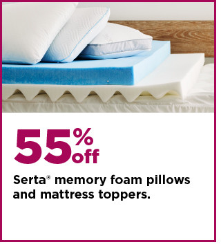 55% off serta memory foam pillows and mattress toppers. shop now.