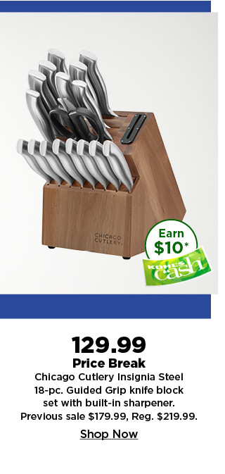 129.99 price break chicago cutlery insignia steel 18 piece guided grip knife block set with built in sharpener. shop now.