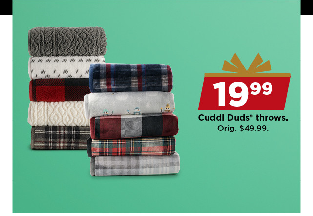 19.99 cuddl duds throws. shop now.