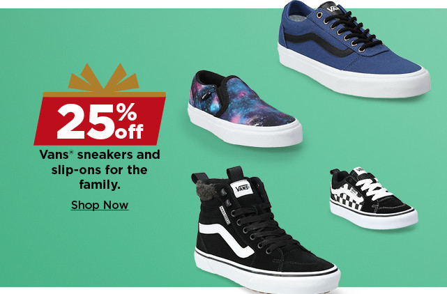 25% off vans shoes for the family. shop now.