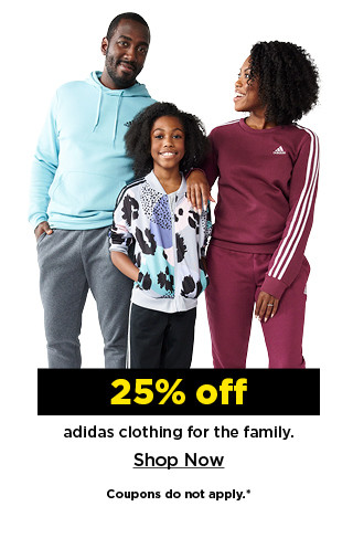 25% off adidas clothing for the family. shop now.