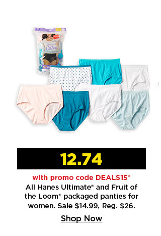 12.74 with promo code deals15 hanes ultimate and fruit of the loom packaged panties for women.