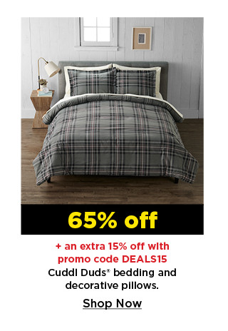 65% off plus take an extra 15% off with promo code DEALS15 on cuddl duds bedding and decorative pillows. shop now.