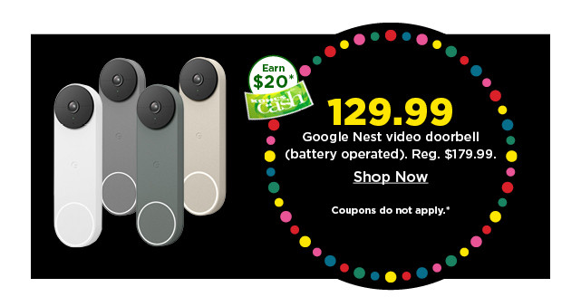 129.99 google nest video doorbell. shop now.